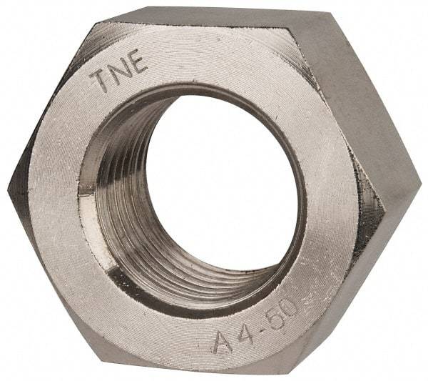 Value Collection - M45x4.50 Metric Coarse Stainless Steel Right Hand Hex Nut - 70mm Across Flats, 36mm High, Uncoated - Exact Tool & Supply