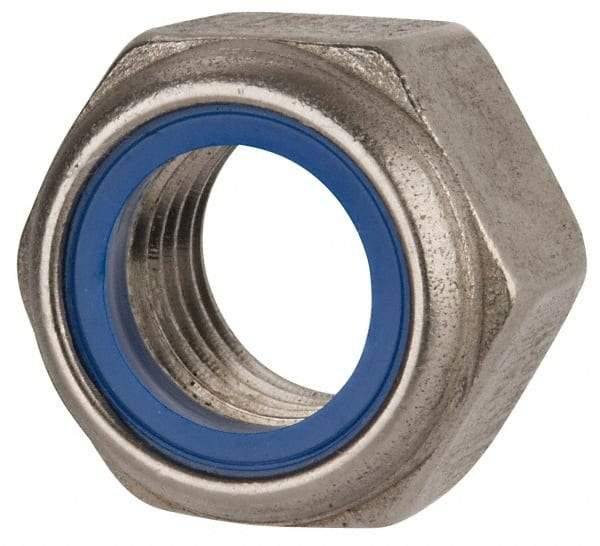 Value Collection - M22x2.50 Metric Coarse 316 & Austenitic Grade A4 Hex Lock Nut with Nylon Insert - 22mm High, Uncoated - Exact Tool & Supply