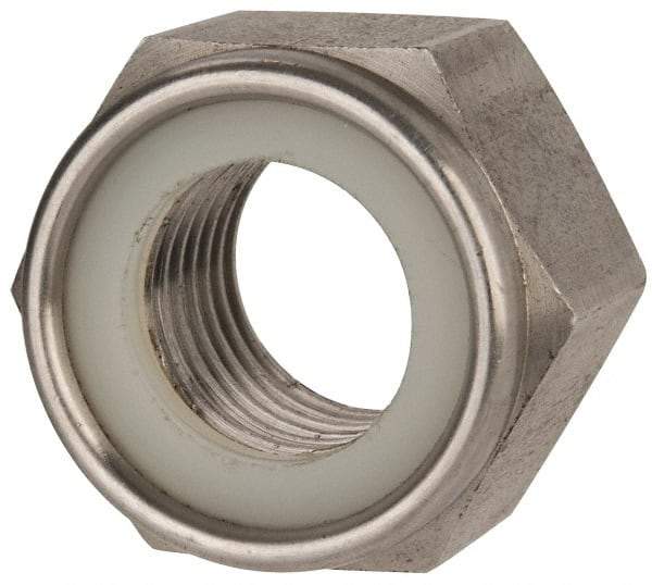 Value Collection - M27x3.00 Metric Coarse 316 & Austenitic Grade A4 Hex Lock Nut with Nylon Insert - 27mm High, Uncoated - Exact Tool & Supply