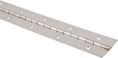 Made in USA - 24" Long x 2" Wide, 1/2" Knuckle, Stainless Steel Pol Sts Coating Continuous Hinge - 0.091" Pin Diam, 0.04" Thick with Holes - Exact Tool & Supply