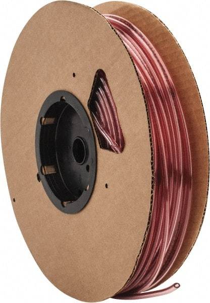 Parker - 1/8" ID x 1/4" OD, 1/16" Wall Thickness, 250' Long, Polyurethane Tube - Transparent Red, 125 Max psi, 90 - 95 Shore A Hardness, -40 to 180°F - Exact Tool & Supply