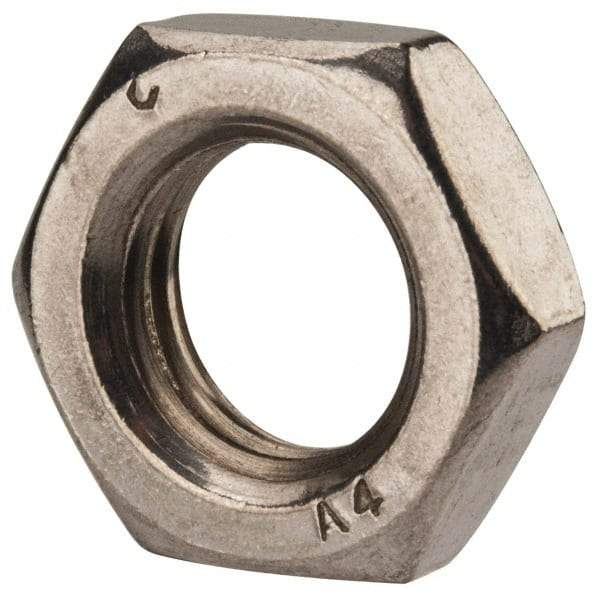 Value Collection - M16x2.00 Metric Coarse Stainless Steel Right Hand Hex Jam Nut - 24mm Across Flats, 8mm High, Uncoated - Exact Tool & Supply