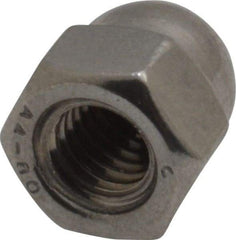 Value Collection - M6x1 Metric Coarse, 10mm Width Across Flats, Uncoated, Stainless Steel Acorn Nut - 12mm Overall Height, Austenitic A4, DIN 1587 - Exact Tool & Supply