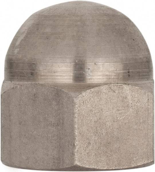 Value Collection - M18x2.5 Metric Coarse, 27mm Width Across Flats, Uncoated, Stainless Steel Acorn Nut - 32mm Overall Height, Austenitic A4, DIN 1587 - Exact Tool & Supply
