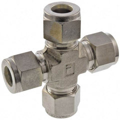 Parker - 3/8" OD, Stainless Steel Union Cross - -425 to 1,200°F, 9/16" Hex, All Comp Ends - Exact Tool & Supply
