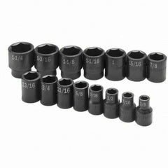 SK - 1/2" Drive Standard Impact Socket Set - 3/8 to 1-1/4", Inch Measurement Standard - Exact Tool & Supply