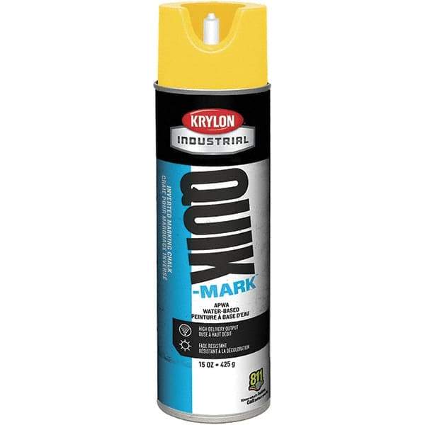 Krylon - 20 fl oz Yellow Marking Paint - 600' Coverage at 1" Wide, Water-Based Formula - Exact Tool & Supply