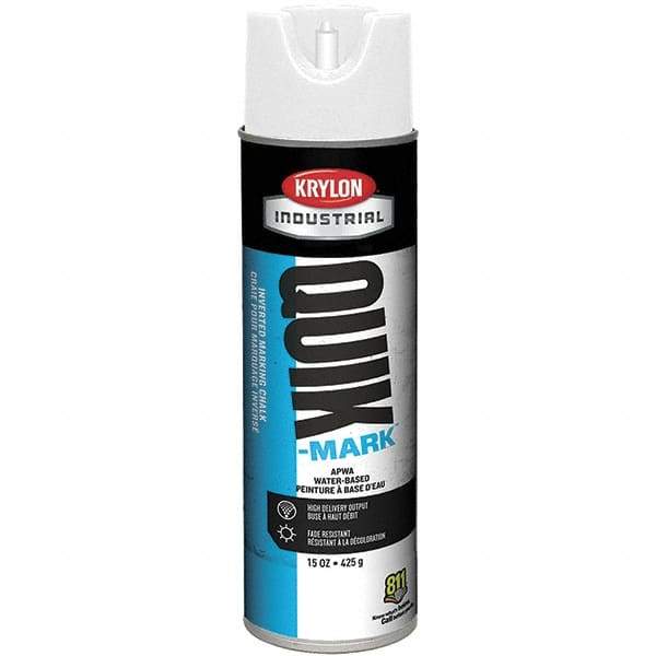 Krylon - 20 fl oz White Marking Paint - 600' Coverage at 1" Wide, Water-Based Formula - Exact Tool & Supply