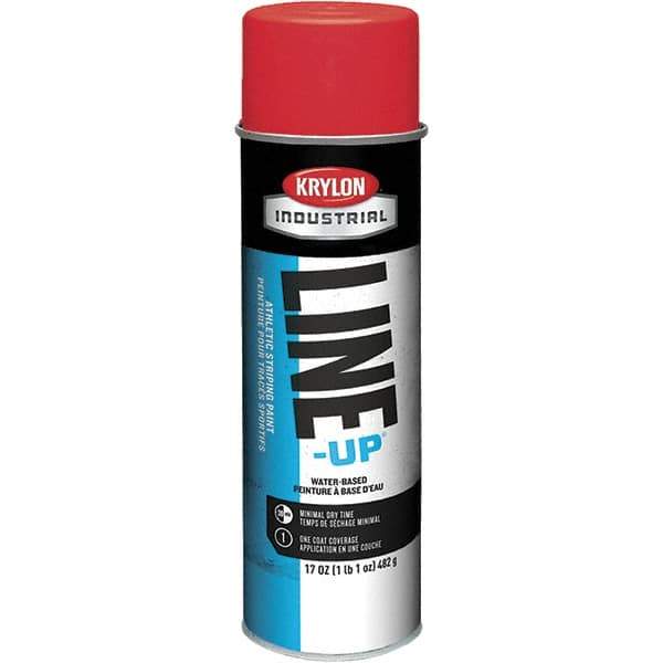 Krylon - 20 fl oz Red Striping Paint - 602' Coverage at 2" Wide, Water-Based Formula - Exact Tool & Supply