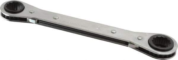Proto - 5/8" x 11/16" 12 Point Reversible Ratcheting Box Wrench - Double End, 1-5/8" Head Diam x 1/2" Head Thickness, 8-1/8" OAL, Steel, Chrome Finish - Exact Tool & Supply