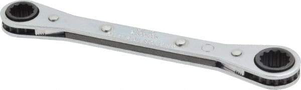 Proto - 3/8" x 7/16" 12 Point Reversible Ratcheting Box Wrench - Double End, 1-5/8" Head Diam x 1/2" Head Thickness, 5-1/2" OAL, Steel, Chrome Finish - Exact Tool & Supply