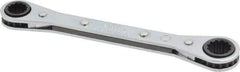 Proto - 3/8" x 7/16" 12 Point Reversible Ratcheting Box Wrench - Double End, 1-5/8" Head Diam x 1/2" Head Thickness, 5-1/2" OAL, Steel, Chrome Finish - Exact Tool & Supply