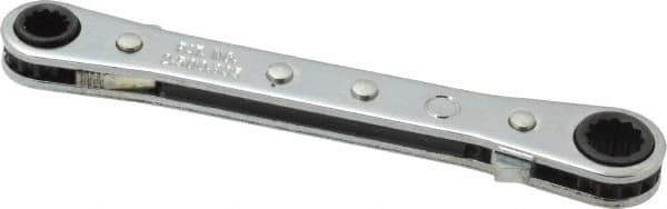 Proto - 1/4" x 5/16" 12 Point Reversible Ratcheting Box Wrench - Double End, 1-5/8" Head Diam x 1/2" Head Thickness, 4-3/8" OAL, Steel, Chrome Finish - Exact Tool & Supply