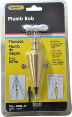 General - 4-1/2 Inch Long, 1-3/16 Inch Diameter Brass Plumb Bob - 8 Ounce, Has Replacable Tip - Exact Tool & Supply