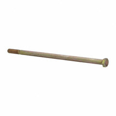 Made in North America - 3/8-16 UNC, 9" Length Under Head Hex Head Cap Screw - Partially Threaded, Grade 8 Alloy Steel, Zinc Yellow Dichromate Finish, 9/16" Hex - Exact Tool & Supply