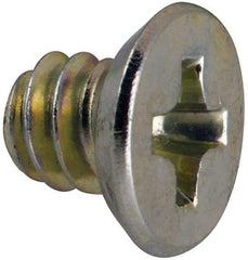 Value Collection - #6-32 UNC, 3/16" OAL Phillips Drive Machine Screw - Flat Undercut Head, Grade J82 Steel, Zinc-Plated Finish, Without Washer - Exact Tool & Supply