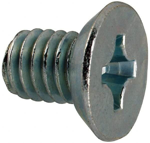Value Collection - 5/16-18 UNC, 1/2" OAL Phillips Drive Machine Screw - Flat Undercut Head, Grade J82 Steel, Zinc-Plated Finish, Without Washer - Exact Tool & Supply