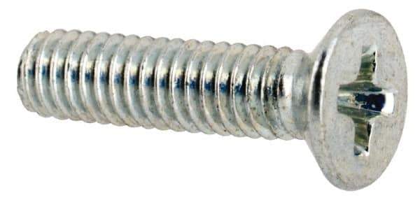 Value Collection - M2.5x0.45 Metric Coarse, 10mm OAL Phillips Drive Machine Screw - Flat Head, Grade 4.8 Steel, Zinc-Plated Finish, Without Washer - Exact Tool & Supply