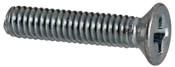 Value Collection - M2.5x0.45 Metric Coarse, 12mm OAL Phillips Drive Machine Screw - Flat Head, Grade 4.8 Steel, Zinc-Plated Finish, Without Washer - Exact Tool & Supply