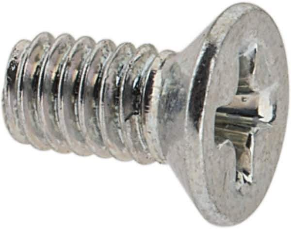 Value Collection - M2.5x0.45 Metric Coarse, 5mm OAL Phillips Drive Machine Screw - Flat Head, Grade 4.8 Steel, Zinc-Plated Finish, Without Washer - Exact Tool & Supply