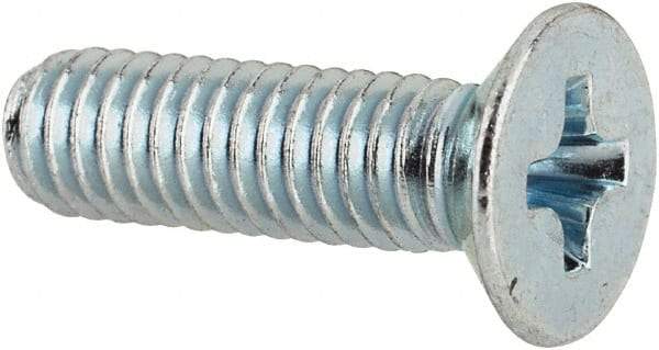 Value Collection - M4x0.70 Metric Coarse, 14mm OAL Phillips Drive Machine Screw - Flat Head, Grade 4.8 Steel, Zinc-Plated Finish, Without Washer - Exact Tool & Supply