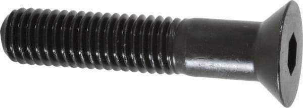 Made in USA - 1/4-20 UNC Hex Socket Drive, 82° Flat Screw - Alloy Steel, Black Oxide Finish, Partially Threaded, 1-3/4" OAL - Exact Tool & Supply