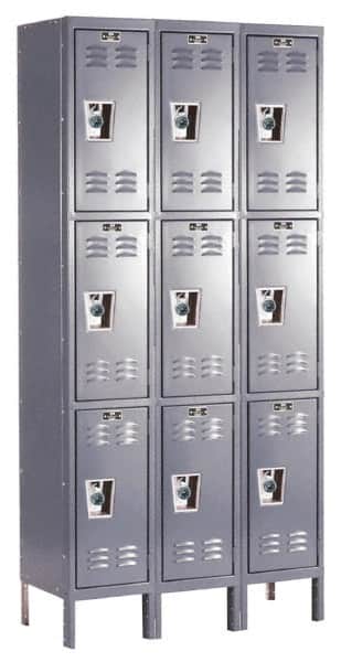 Hallowell - 9 Door, 3 Tier, Ready-Built Wardrobe & Box Lockers - Exact Tool & Supply
