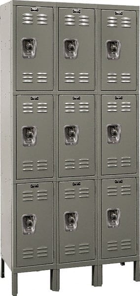 Hallowell - 9 Door, 3 Tier, Ready-Built Wardrobe & Box Lockers - Exact Tool & Supply
