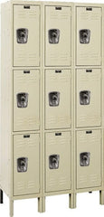 Hallowell - 9 Door, 3 Tier, Ready-Built Wardrobe & Box Lockers - Exact Tool & Supply