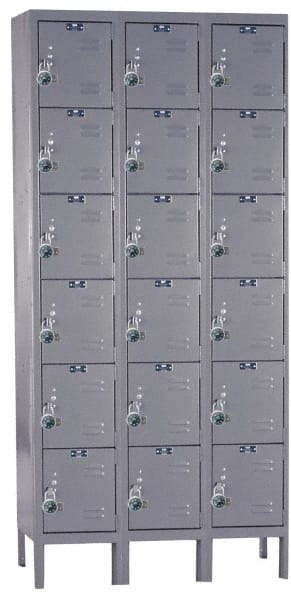 Hallowell - 18 Door, 6 Tier, Ready-Built Wardrobe & Box Lockers - Exact Tool & Supply