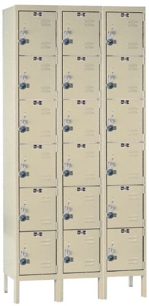 Hallowell - 18 Door, 6 Tier, Ready-Built Wardrobe & Box Lockers - Exact Tool & Supply