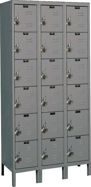 Hallowell - 18 Door, 6 Tier, Ready-Built Wardrobe & Box Lockers - Exact Tool & Supply