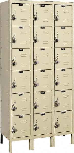 Hallowell - 18 Door, 6 Tier, Ready-Built Wardrobe & Box Lockers - Exact Tool & Supply