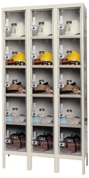 Hallowell - 15 Door, 5 Tier, Safety-View Plus Box Lockers - Exact Tool & Supply