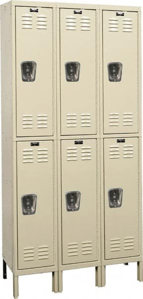 Hallowell - 6 Door, 2 Tier, Galvanite Corrosion Resistant Wardrobe & Box Lockers - Exact Tool & Supply