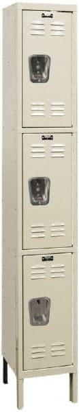 Hallowell - 3 Door, 3 Tier, Galvanite Corrosion Resistant Wardrobe & Box Lockers - Exact Tool & Supply