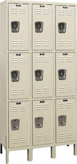 Hallowell - 9 Door, 3 Tier, Galvanite Corrosion Resistant Wardrobe & Box Lockers - Exact Tool & Supply