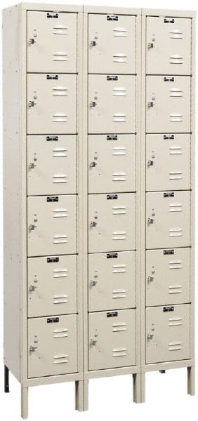 Hallowell - 18 Door, 6 Tier, Galvanite Corrosion Resistant Wardrobe & Box Lockers - Exact Tool & Supply