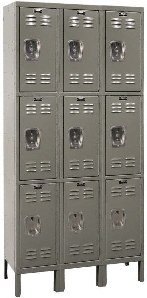 Hallowell - 9 Door, 3 Tier, Premium Wardrobe Lockers - Exact Tool & Supply