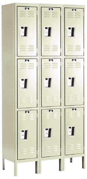 Hallowell - 9 Door, 3 Tier, Galvanite Corrosion Resistant Wardrobe & Box Lockers - Exact Tool & Supply