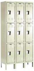 Hallowell - 9 Door, 3 Tier, Galvanite Corrosion Resistant Wardrobe & Box Lockers - Exact Tool & Supply