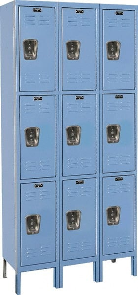 Hallowell - 9 Door, 3 Tier, Premium Wardrobe Lockers - Exact Tool & Supply