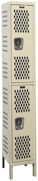 Hallowell - 2 Door, 2 Tier, Heavy-Duty Ventilated Wardrobe & Box Lockers - Exact Tool & Supply