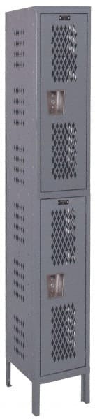 Hallowell - 2 Door, 2 Tier, Heavy-Duty Ventilated Wardrobe & Box Lockers - Exact Tool & Supply