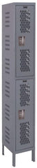 Hallowell - 2 Door, 2 Tier, Heavy-Duty Ventilated Wardrobe & Box Lockers - Exact Tool & Supply