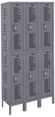 Hallowell - 6 Door, 2 Tier, Heavy-Duty Ventilated Wardrobe & Box Lockers - Exact Tool & Supply