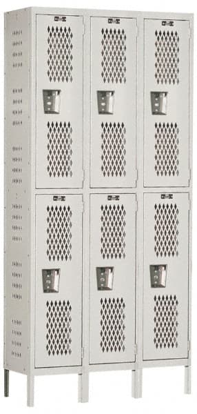 Hallowell - 6 Door, 2 Tier, Heavy-Duty Ventilated Wardrobe & Box Lockers - Exact Tool & Supply