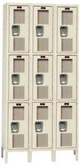 Hallowell - 9 Door, 3 Tier, Safety-View Wardrobe Lockers - Exact Tool & Supply