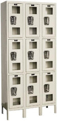 Hallowell - 9 Door, 3 Tier, Safety-View Wardrobe Lockers - Exact Tool & Supply