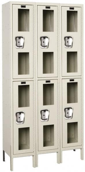 Hallowell - 6 Door, 2 Tier, Safety-View Wardrobe Lockers - Exact Tool & Supply
